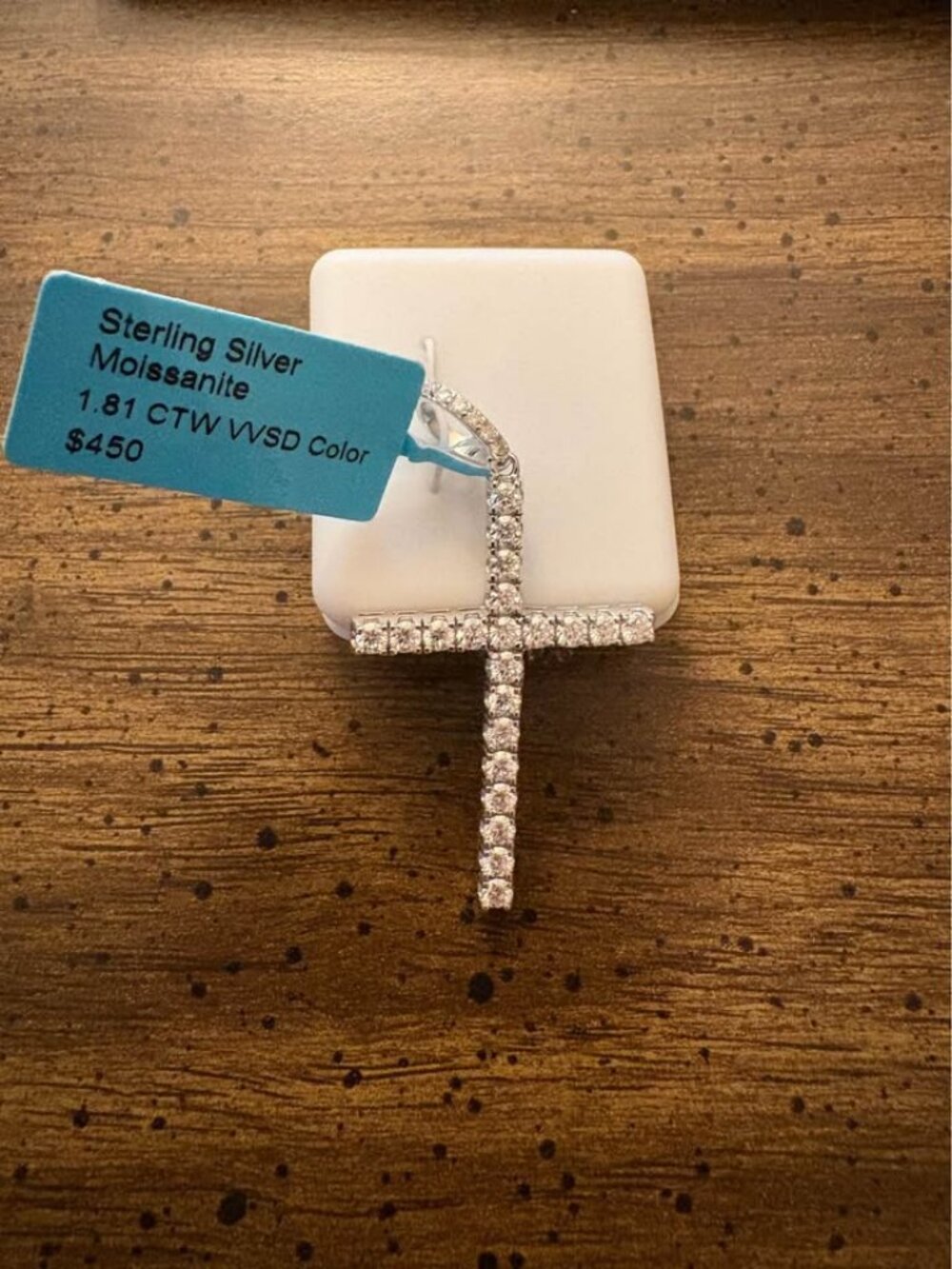 Sterling Silver Moissanite Cross Pendant